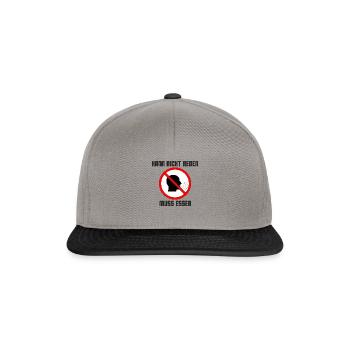 Kann nicht reden, muss essen. Schwarz - Snapback Cap - Graphit/Schwarz - Vorne