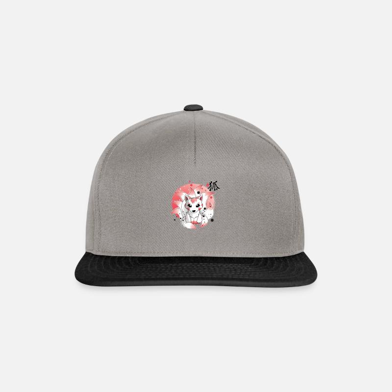 Ninetails, Fox, Kitsune - Snapback Cap - graphite/black