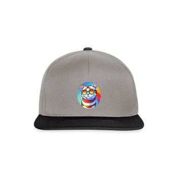 Spectacled cat - Snapback Cap - graphite/black - Front