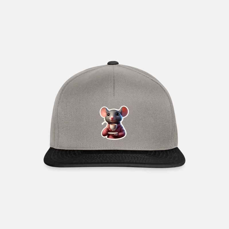 Souris avec tasse de thé à la main - Casquette snapback - gris graphite/noir