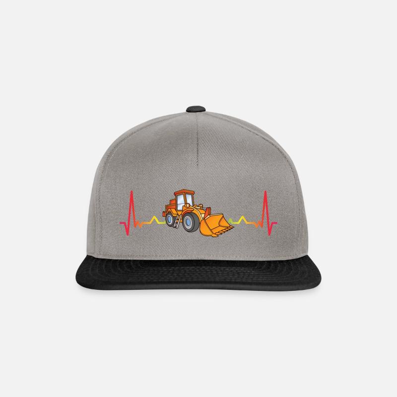 Bagger Radlader Bau Baustelle Herzschlag - Snapback Cap - Graphit/Schwarz