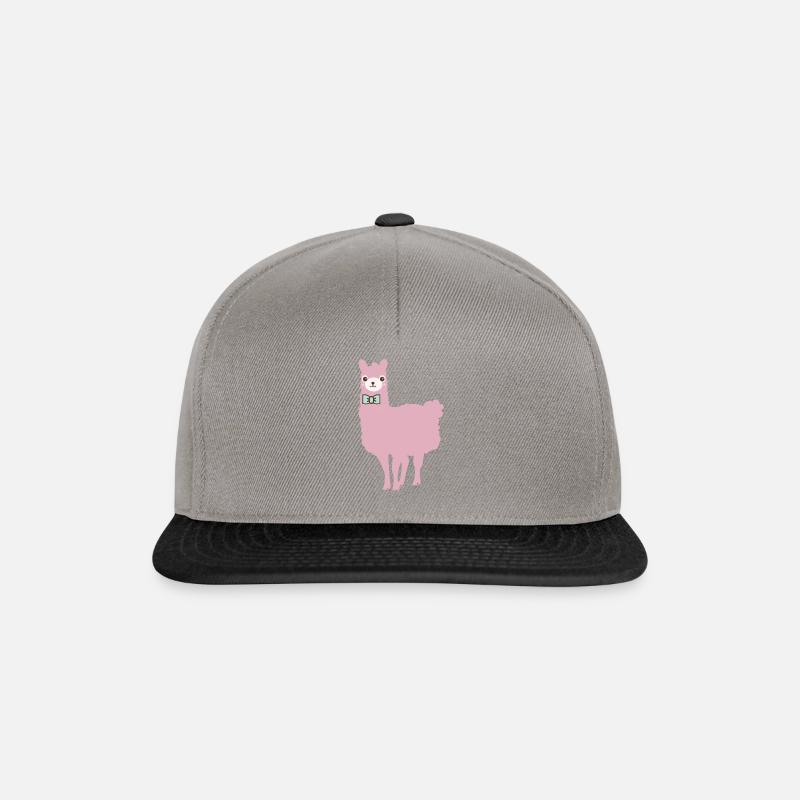 Lama pink mit Fliege - Snapback Cap - Graphit/Schwarz