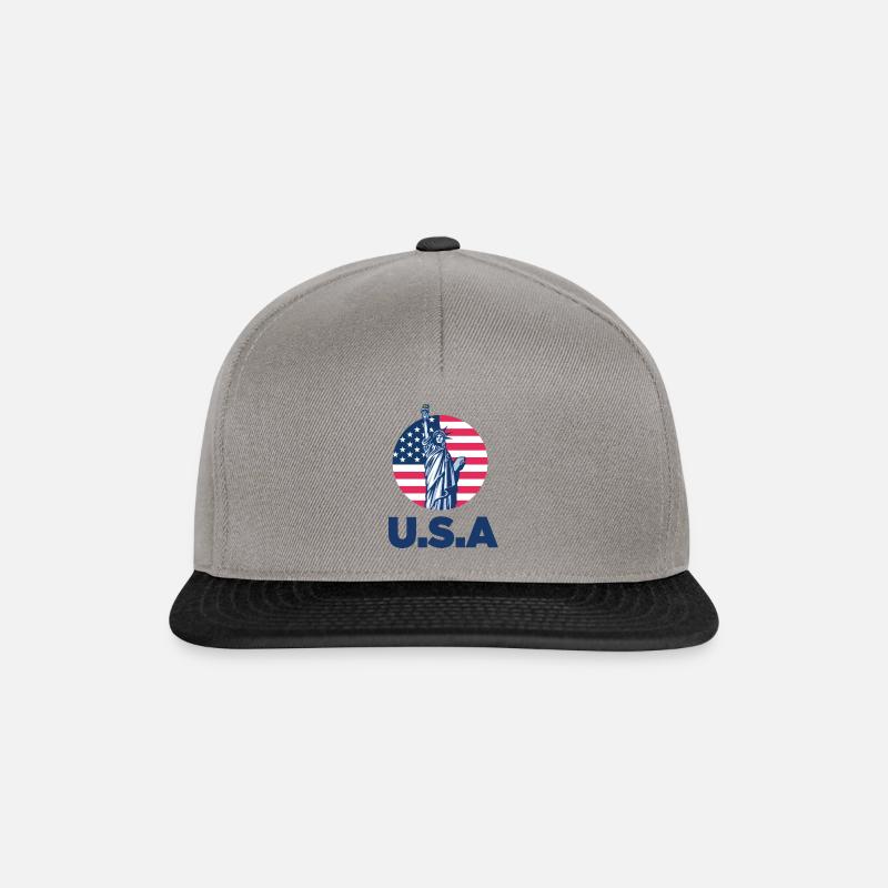 USA, Freiheitsstatue, Amerika Flagge - Snapback Cap - Graphit/Schwarz