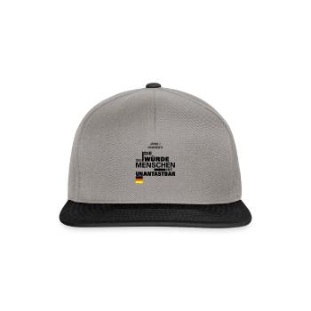 The dignity of man is inviolable - Art. 1 GG - Snapback Cap - graphite/black - Front