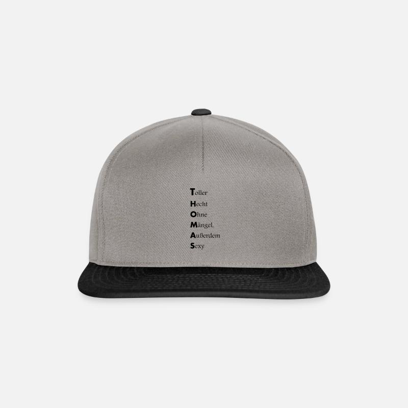 Thomas, name description - Snapback Cap - graphite/black