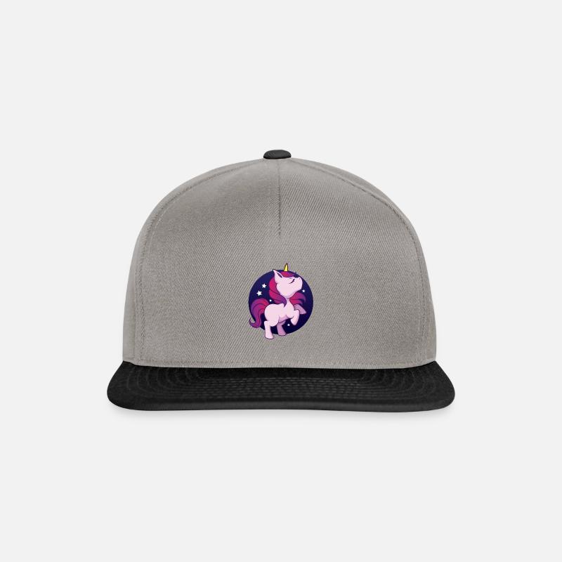 Träumendes Einhorn mit Sternenhimmel - Snapback Cap - Graphit/Schwarz