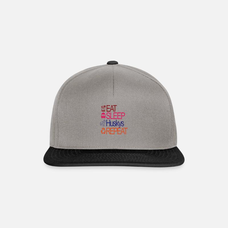 Eat-Sleep-Huskys-Repeat / Designe - Snapback Cap - Graphit/Schwarz