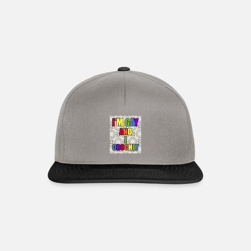 Ich bin schwul und ich häkele Rainbow Pride Text - Snapback Cap - Graphit/Schwarz