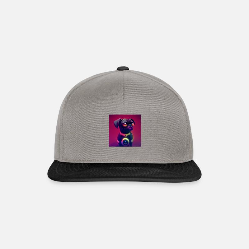 cute black pug comic style - Snapback Cap - graphite/black
