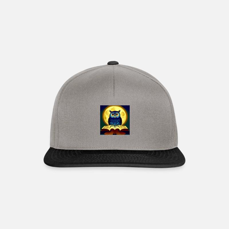 Büchereule im vollen Mond - Snapback Cap - Graphit/Schwarz