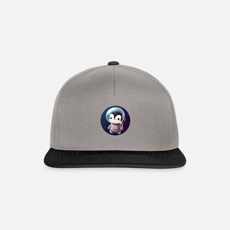 Astronaute pingouin mignon dans l’espace - Casquette snapback - gris graphite/noir