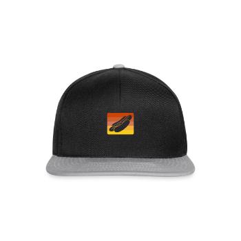 Silhouette eines Hotdogs mit Retro-Hintergrund - - Snapback Cap - Schwarz/Grau - Vorne