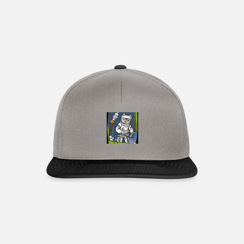 Astronaut cat builds spaceship - Snapback Cap - graphite/black