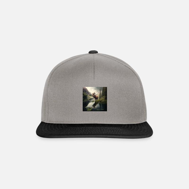 Elch am Fluss - Snapback Cap - Graphit/Schwarz