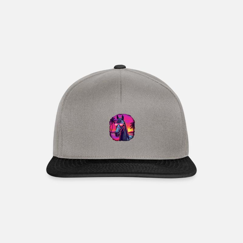 Pferd Synthwave - Snapback Cap - Graphit/Schwarz