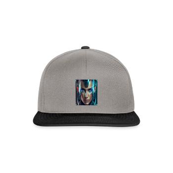 Cyborg face half human futuristic - Snapback Cap - graphite/black - Front