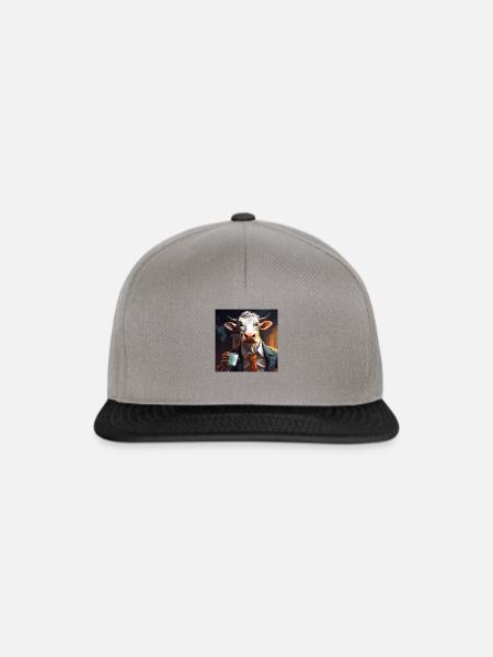 Kaffee trinkende Kuh im Comic Stil - Snapback Cap - Graphit/Schwarz