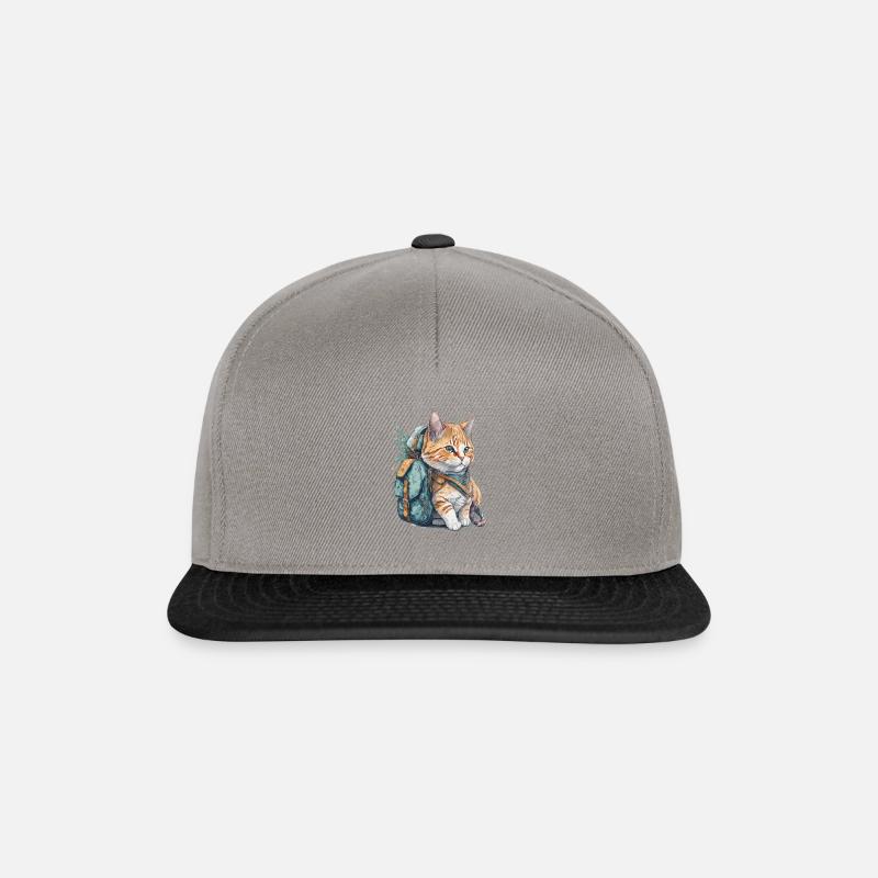 Cat With School Bag - Snapback Cap - graphite/black