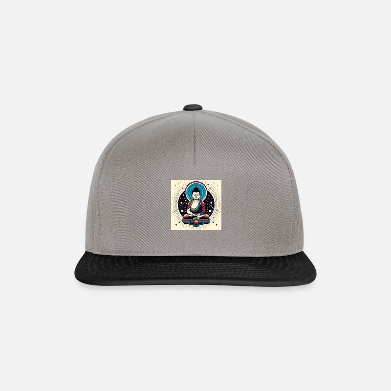 Bunter Space-Buddha - Snapback Cap - Graphit/Schwarz
