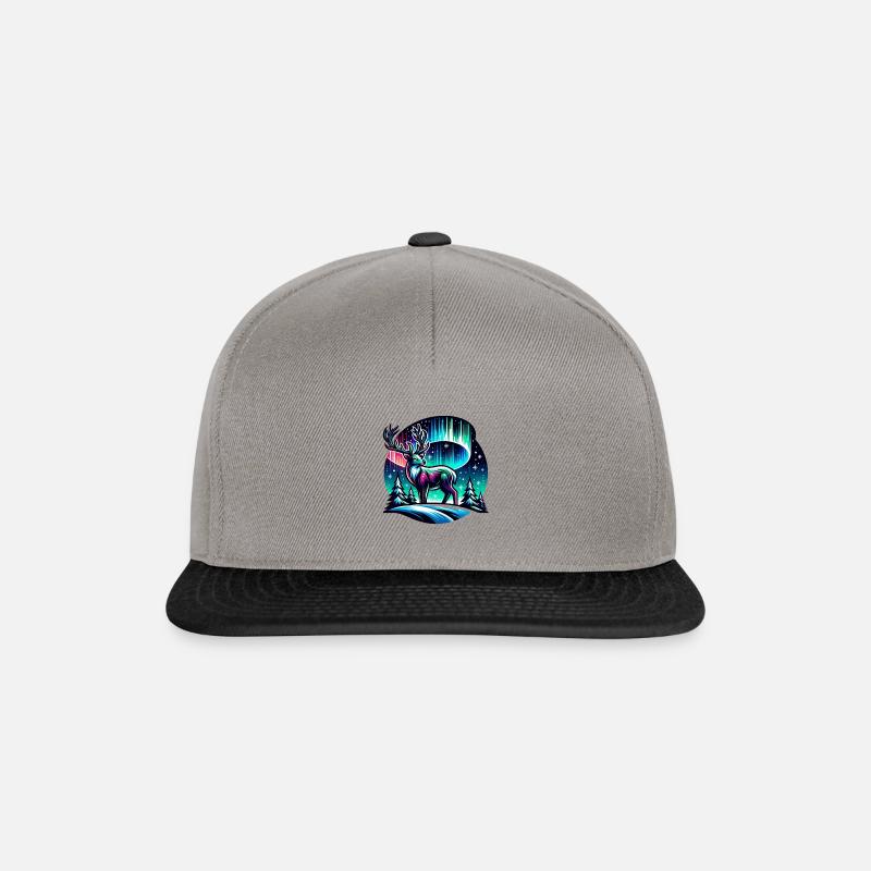 Faszinierender Hirsch im Polarlicht Wald - Snapback Cap - Graphit/Schwarz
