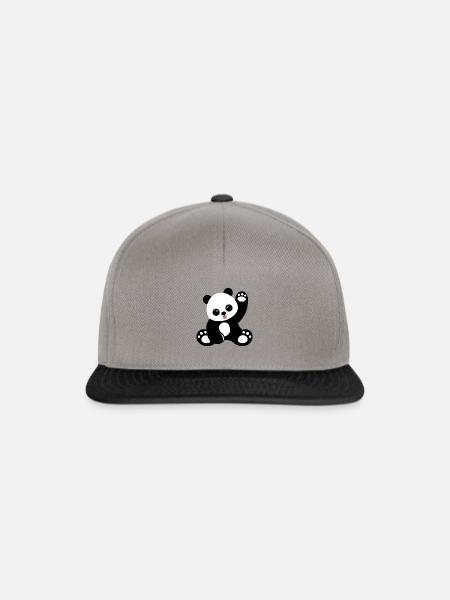 Cute Sitting Panda-Karikatur - Snapback Cap - Graphit/Schwarz