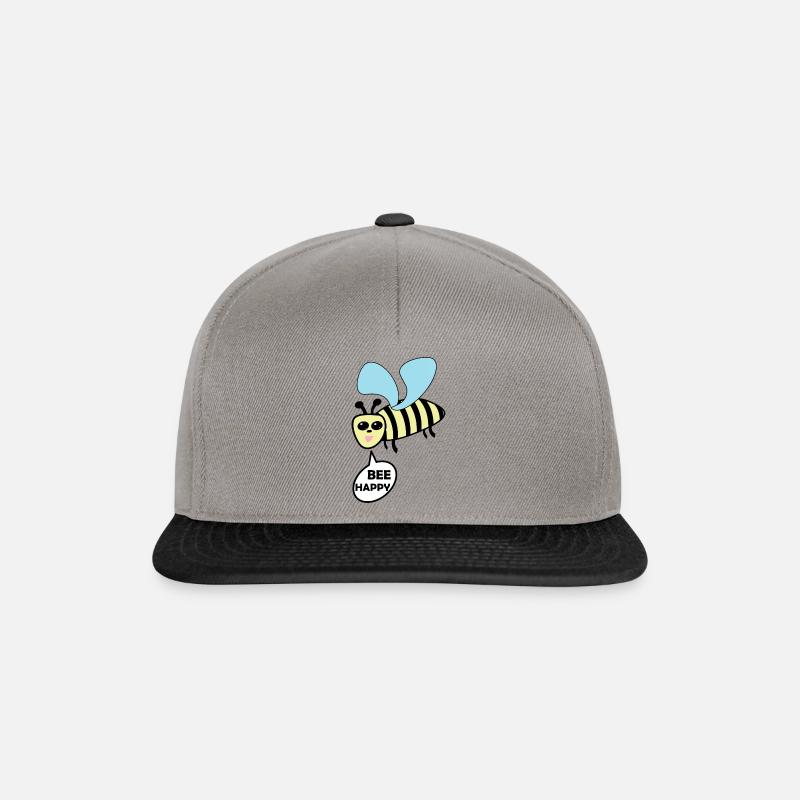 Bee Happy Biene - Fun - Snapback Cap - Graphit/Schwarz