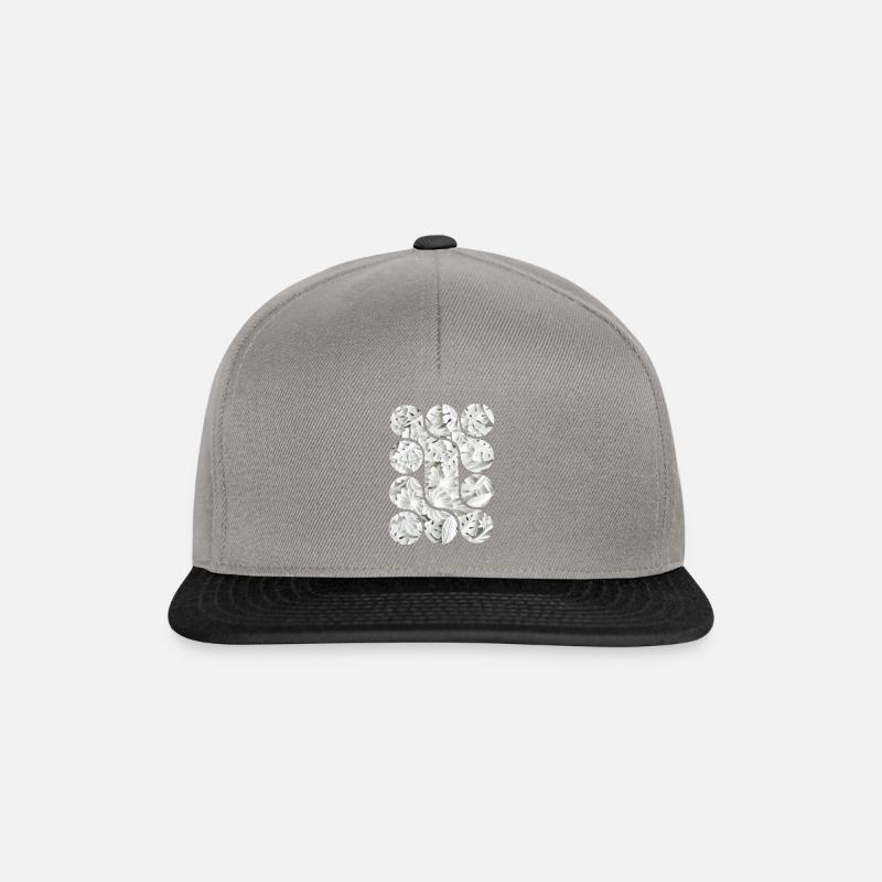 Abstract White Leaf Patterns - Snapback Cap - graphite/black