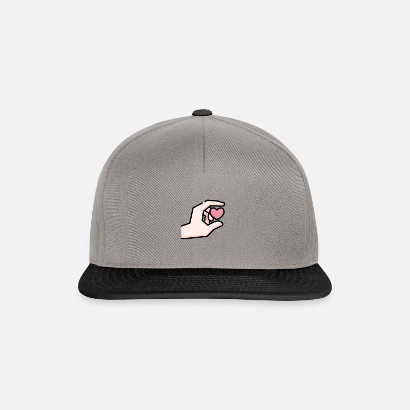 Idée cadeau main avec coeur - Casquette snapback - gris graphite/noir