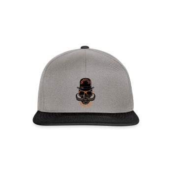 tete de mort hipster crane skull gangster moustach - Casquette snapback - gris graphite/noir - Devant