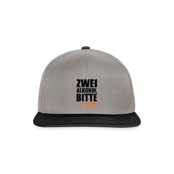 Zwei Alkohol bitte! Saufen Bier Party - Snapback Cap - Graphit/Schwarz - Vorne