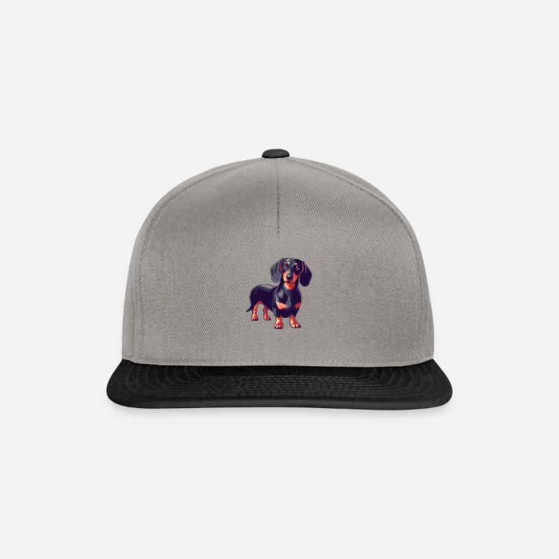 Teckel noir / Zwarte Teckel - Casquette snapback - gris graphite/noir