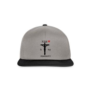 JESUS is my Insurance - Design - Snapback Cap - Graphit/Schwarz - Vorne