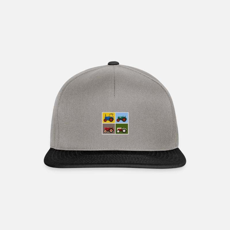 Retro Oldtimer-Traktoren Quartett - Snapback Cap - Graphit/Schwarz