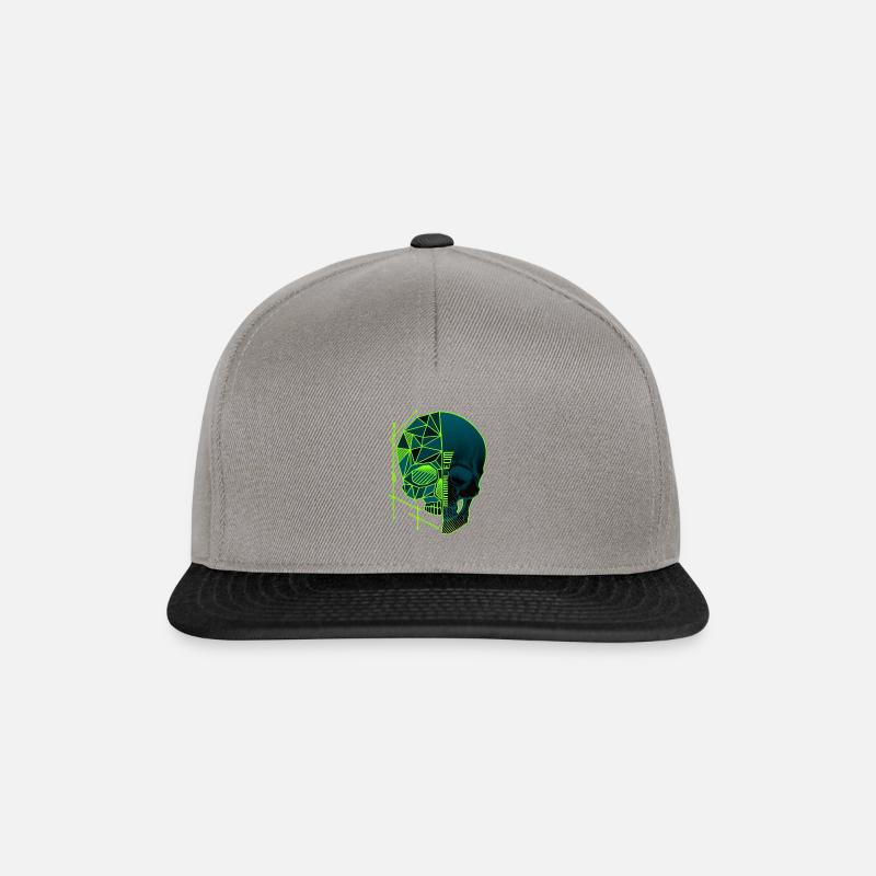 Polygone de crâne EDM minimal - Casquette snapback - gris graphite/noir