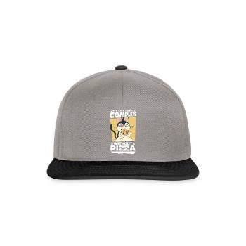 Katze My Life Isn't Complete Without Pizza - Snapback Cap - Graphit/Schwarz - Vorne