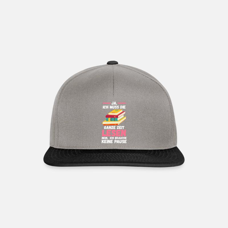 Lesen Bücher Buch Geschenk - Snapback Cap - Graphit/Schwarz