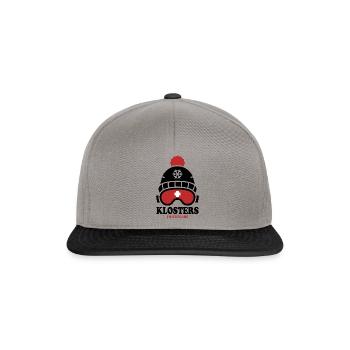 Skigebiet Klosters, Schweiz, Alpen - Snapback Cap - Graphit/Schwarz - Vorne