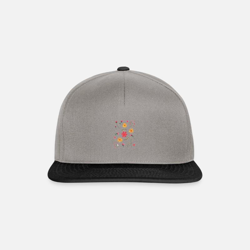 Blumen Muster - Snapback Cap - Graphit/Schwarz