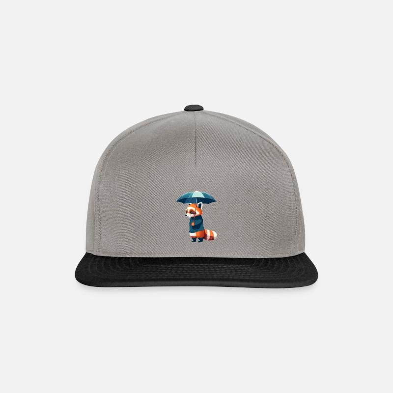 Red panda with umbrella - Snapback Cap - graphite/black