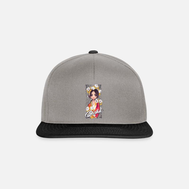 Geisha mit Blumen - Snapback Cap - Graphit/Schwarz