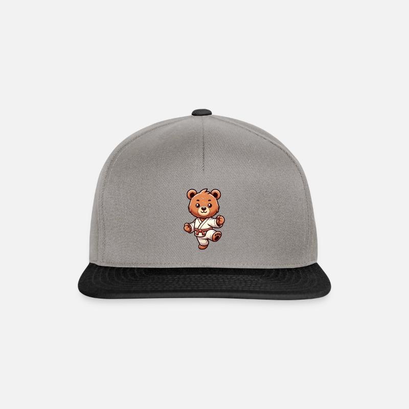 Karate Bär Niedliches Kampfkunstmotiv - Snapback Cap - Graphit/Schwarz