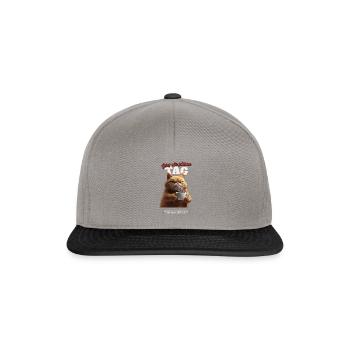 Rebellische Katze mit Kaffee – Lustiges Design - Snapback Cap - Graphit/Schwarz - Vorne