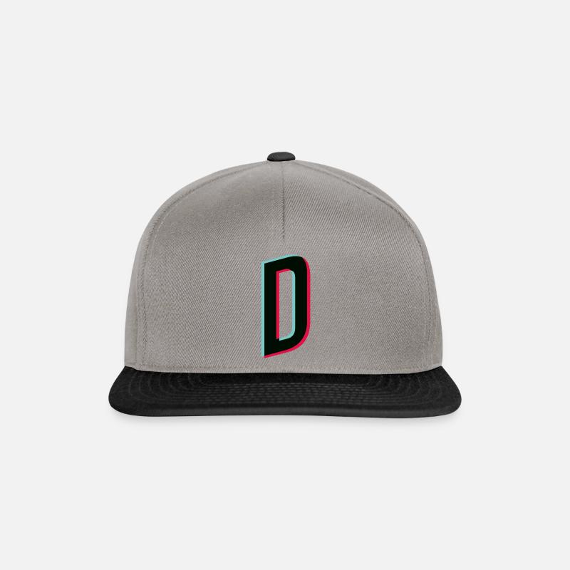 D - Buchstabe - D - Snapback Cap - Graphit/Schwarz