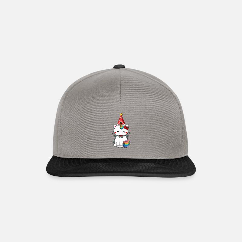 Weihnachten Einhorn Katze - Snapback Cap - Graphit/Schwarz