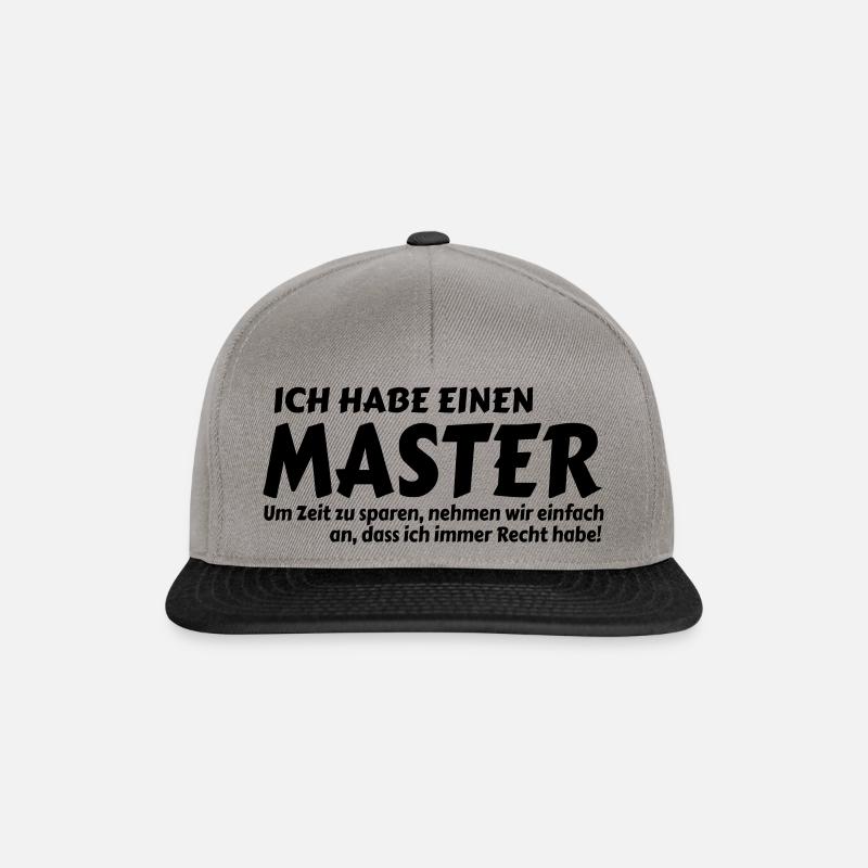 Master Abschluss | witzige Universität Sprüche - Snapback Cap - Graphit/Schwarz