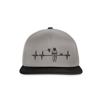 Imker Biene Insekt Herzschlag Herzfrequenz schwarz - Snapback Cap - Graphit/Schwarz - Vorne