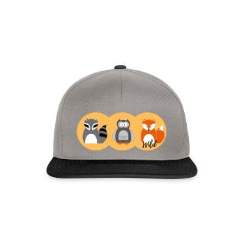 Animals fox owl badger raccoon children - Snapback Cap - graphite/black - Front