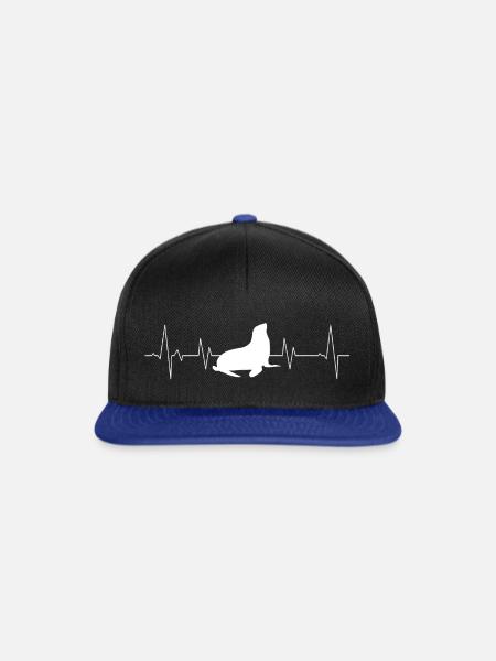 Seehund im Herzschlag - Snapback Cap - Schwarz/Königsblau