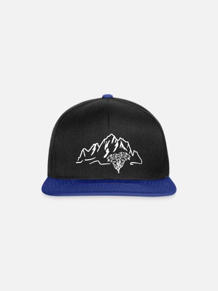 Berg, Berge und Enzian - Snapback Cap - Schwarz/Königsblau