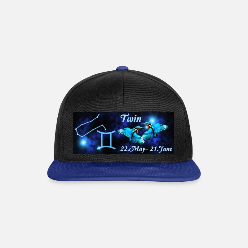 Sternzeichen Zwilling, Eisvogel, Sternbild - Snapback Cap - Schwarz/Königsblau